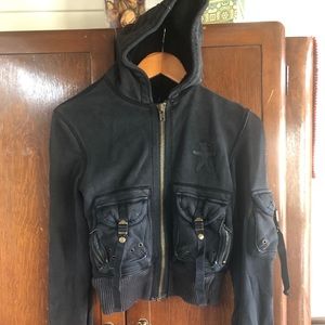 DA-NANG cropped black hoodie